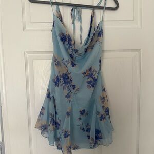 Peppermayo Austen Sky Blue and Cream Floral Mini Dress